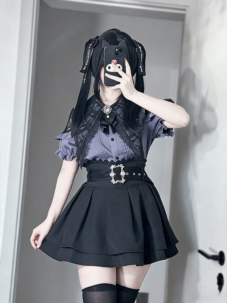 Off Shoulder Blouse - Gothic-stijl shirt met blote schouders en