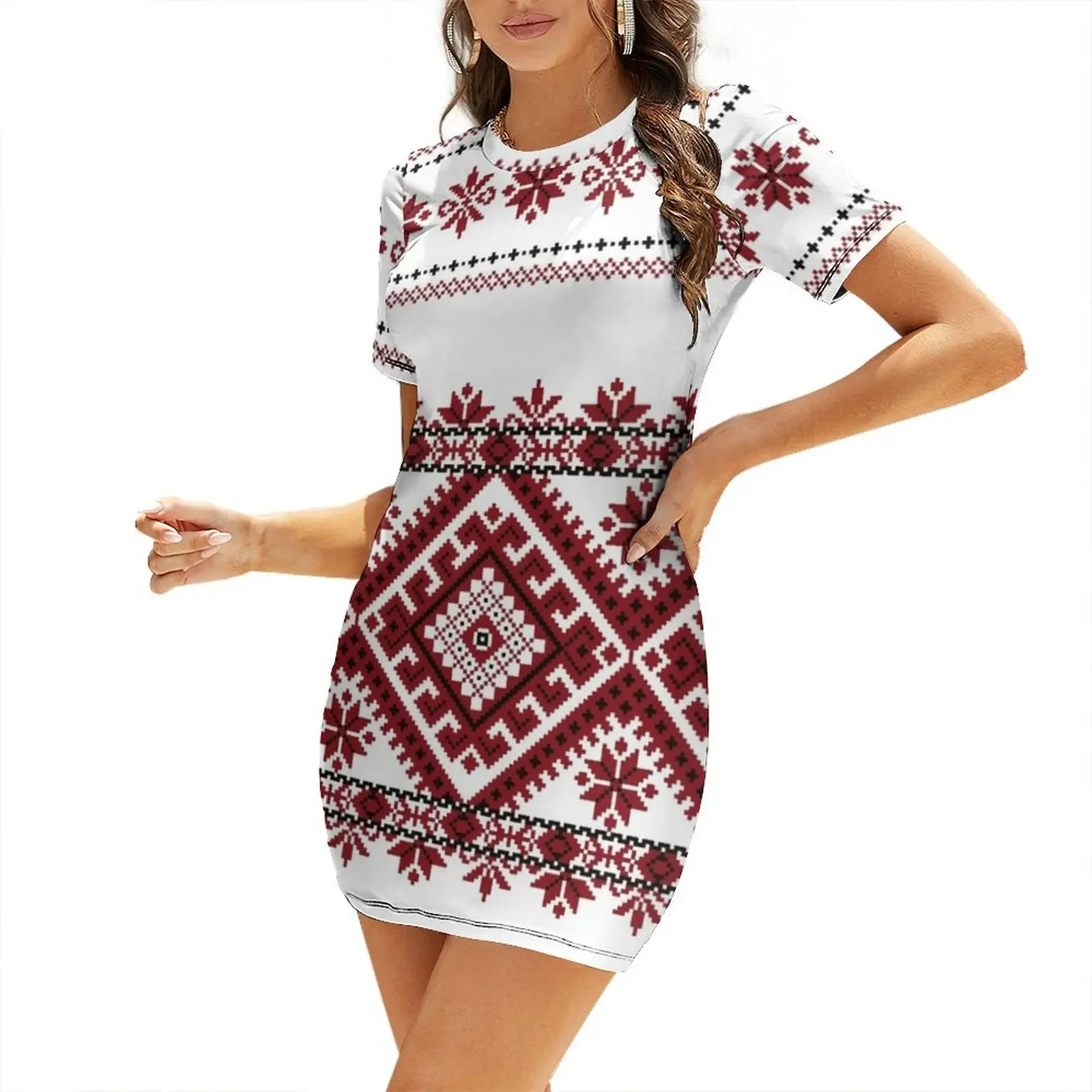 Summer Clothing Trends For Women 2026 - Traditioneel Roemeens motief Jurk met korte
