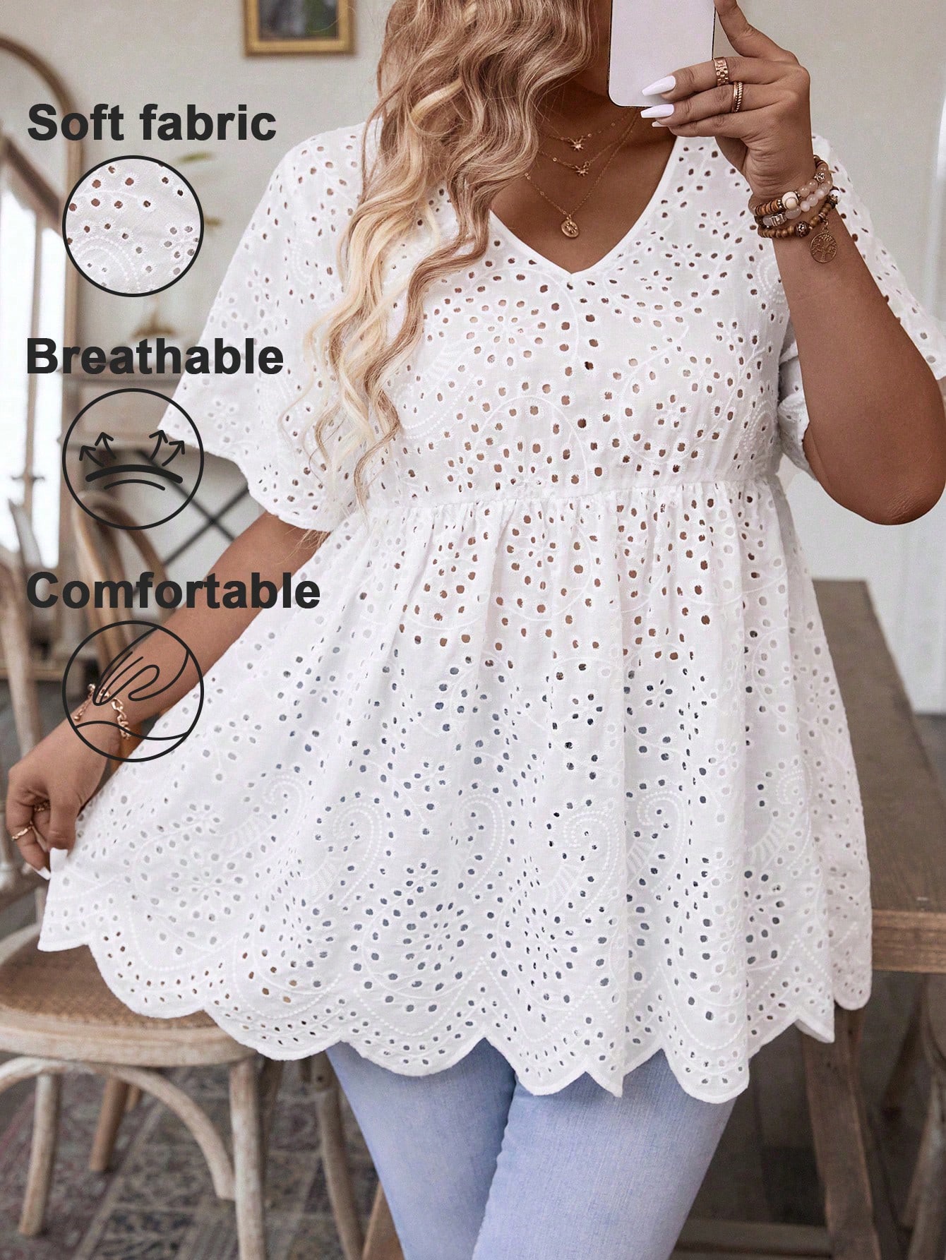 Summer Clothing Wear - Dames plus size witte top met