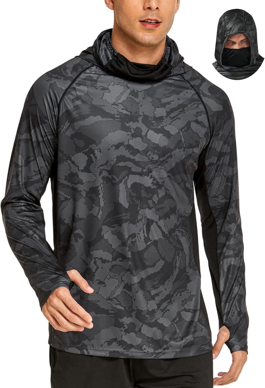 Summer Hiking Clothing - Herenshirts met capuchon en masker, visshirts