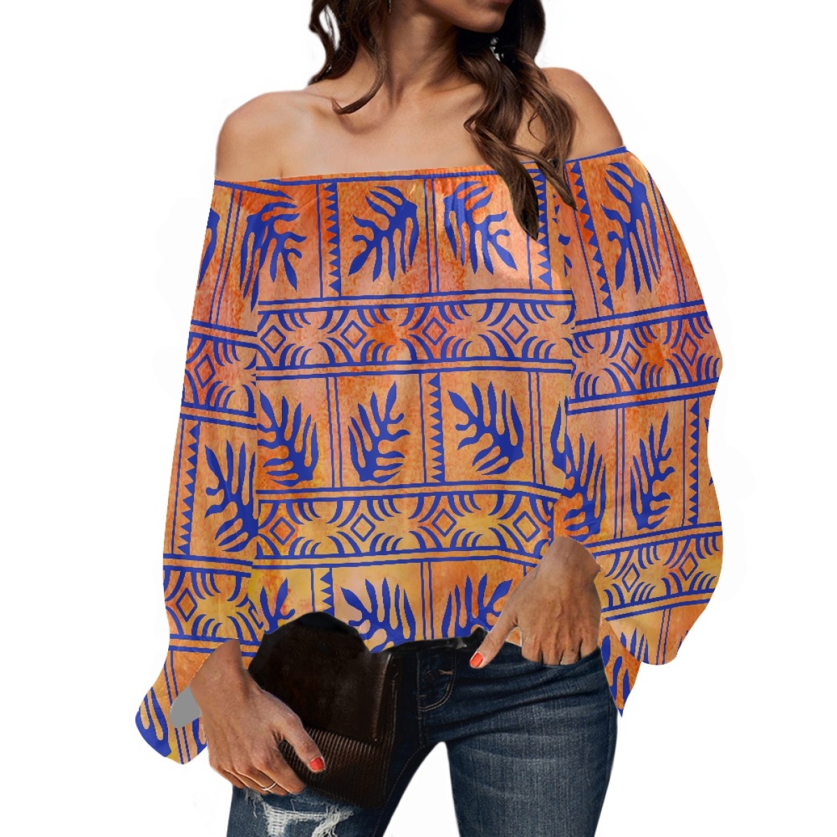 Off Shoulder Blouse - Polynesische tribale kleding Samoaanse Tapa Tongaanse
