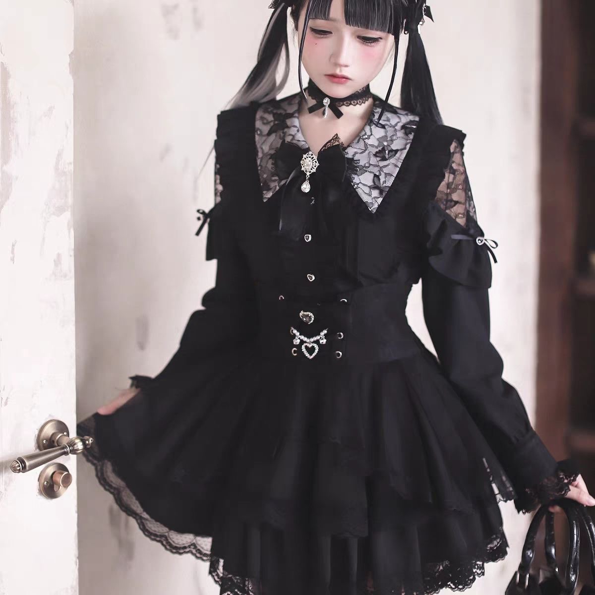 Off Shoulder Blouse - Harajuku Kawaii Roksets Dames Zoete Kant