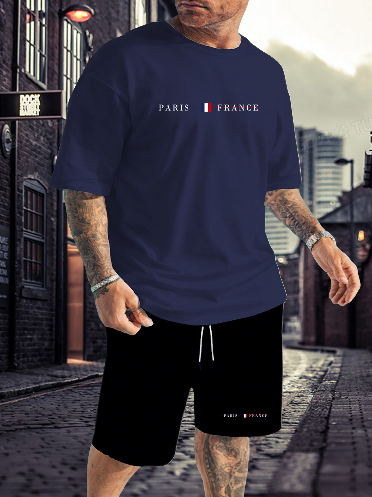 Summer Clothing Plus - Herentrui 2-delig O-hals korte mouwen shirt