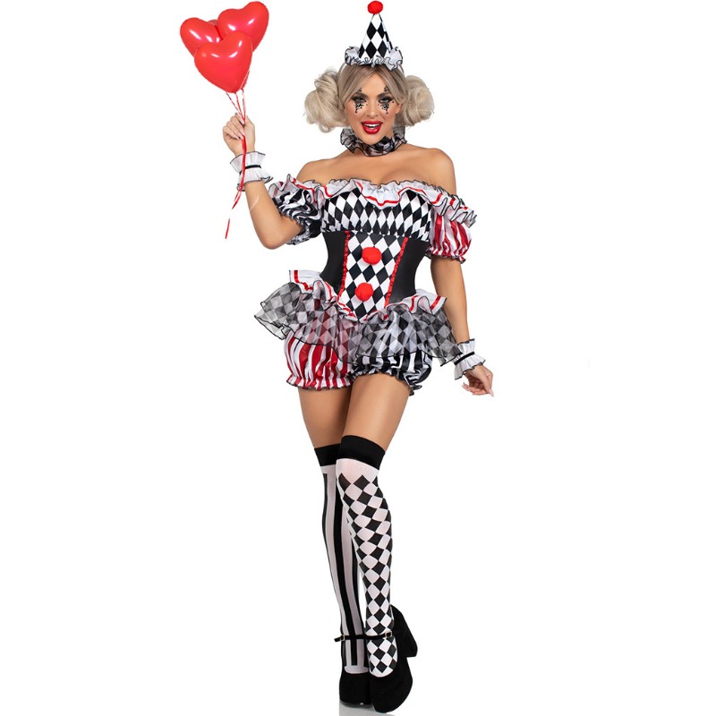 Romper Playsuit Women - Vrouwen Clown Cosplay Kostuum Circus Prestaties