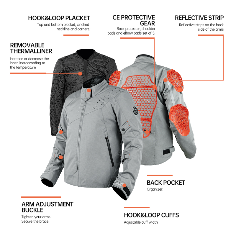 SFK grijze motorrijkleding her - Summer Knights Clothing recensie en prijs