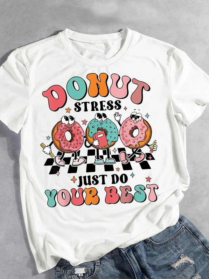 T-shirt met cartoon donut-prin - Summer Clothing Trends For Women 2026 recensie en prijs