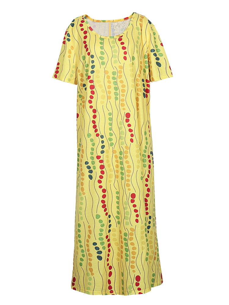 Plus size gele midi-jurk met p - Summer Clothing For Older Women recensie en prijs